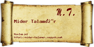 Mider Talamér névjegykártya